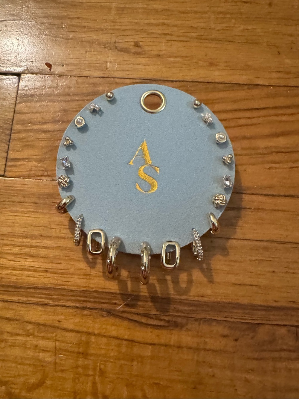 Alternate State Gold-Stamped Light Blue Earring Card with Mixed Silver Earrings